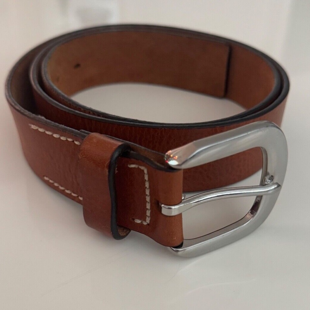 Trafalgar Men's Cognac Brown Genuine Ridgefield Italy Leather Dress Belt Size 36